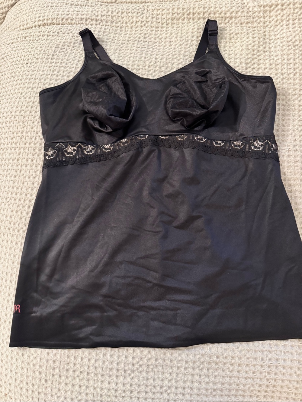 Ruby Ribbon Cami Shapewear Level 4 Sz 50 Black Lace Full Support Style 3024 EUC